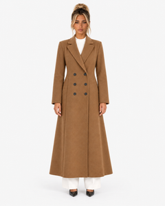 Adele Longline Tailored Coat - Beige