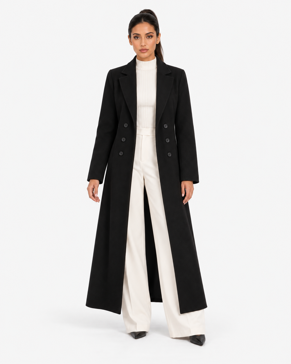 Adele Longline Tailored Coat - Black