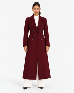 Adele Longline Tailored Coat - Burgundy