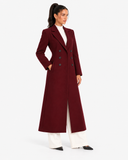 Adele Longline Tailored Coat - Burgundy