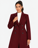 Adele Longline Tailored Coat - Burgundy