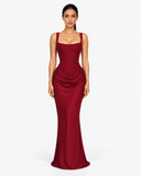Alessia Corset Draped Maxi Dress - Burgundy