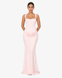 Alessia Corset Draped Maxi Dress - Pink