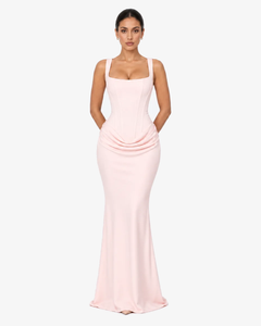 Alessia Corset Draped Maxi Dress - Pink
