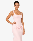 Alessia Corset Draped Maxi Dress - Pink