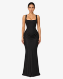Alessia Corset Draped Maxi Dress - Black
