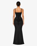 Alessia Corset Draped Maxi Dress - Black