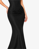 Alessia Corset Draped Maxi Dress - Black