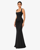 Alessia Corset Draped Maxi Dress - Black