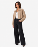 Alice Suede-Look Aviator Jacket - Beige