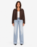 Alice Suede-Look Aviator Jacket - Brown