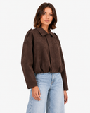 Alice Suede-Look Aviator Jacket - Brown