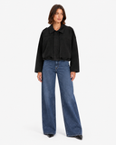 Alice Suede-Look Aviator Jacket - Black
