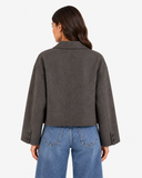 Alix Buttoned Cropped Wool Coat - Grey