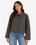 Alix Buttoned Cropped Wool Coat - Grey