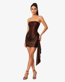 Aurelia Crystal Corset Mini Dress - Brown