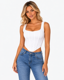 Aveline Structured Square Neck Top - White