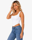 Aveline Structured Square Neck Top - White