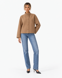 Beatrice Statement-Collar Cropped Coat - Brown
