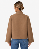 Beatrice Statement-Collar Cropped Coat - Brown