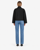 Beatrice Statement-Collar Cropped Coat - Black