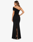 Camille Ruched Off Shoulder Maxi Dress - Black