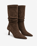 Celestine dark brown boots, pair viewed at an angle.