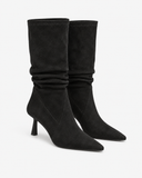Celestine black boots, pair viewed at an angle.