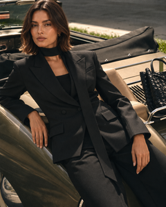 Colette Tie-Waist Blazer in Black, product view 1