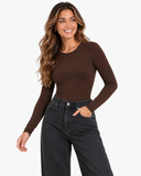 Clara Long Sleeve Bodysuit - Dark Brown
