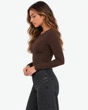 Clara Long Sleeve Bodysuit - Dark Brown