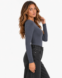 Clara Long Sleeve Bodysuit - Grey