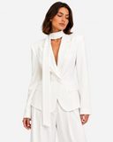 Colette Tie-Waist Blazer in White, product view 3
