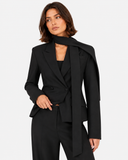 Colette Tie-Waist Blazer in Black, product view 3
