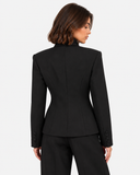 Colette Tie-Waist Blazer in Black, product view 4