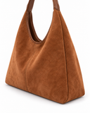 Ellie faux suede tote bag in Brown with topstitched detailing
