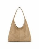 Ellie square faux suede tote bag in Khaki