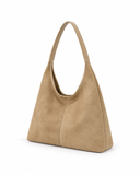 Khaki square Ellie tote bag with visible topstitching