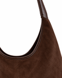 Ellie faux suede tote bag in Coffee with topstitched detailing