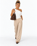 Coffee square Ellie tote bag with visible topstitching