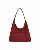 Ellie square faux suede tote bag in Wine Red