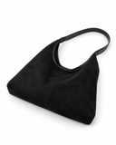 Ellie faux suede tote bag in Black with topstitched detailing