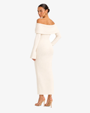 Elodie Off-Shoulder Knitted Dress - White