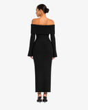 Elodie Off-Shoulder Knitted Dress - Black