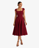 Fleur Back-Strap A-Line Midi Dress - Burgundy