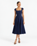 Fleur Back-Strap A-Line Midi Dress in Dark Blue, product view 1