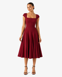 Fleur Back-Strap A-Line Midi Dress - Burgundy