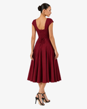 Fleur Back-Strap A-Line Midi Dress - Burgundy