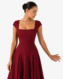 Fleur Back-Strap A-Line Midi Dress - Burgundy