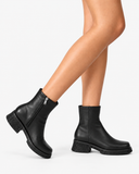 Alba Block Heel Zip Ankle Boots in Black, product photograph 4.